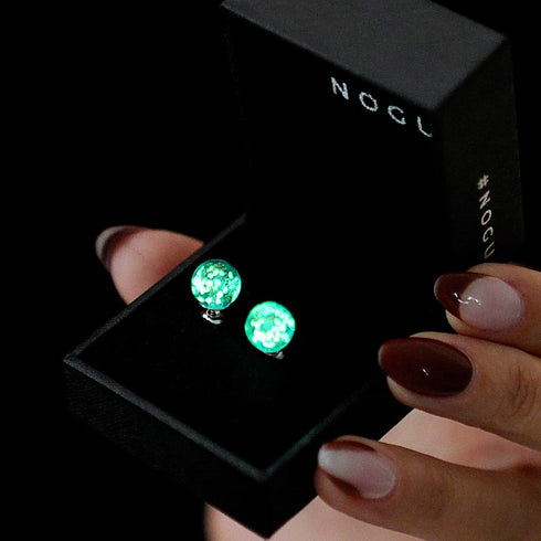 Arktisblau | 925er Sterlingsilber | Glühwürmchen-Glas-Ohrstecker